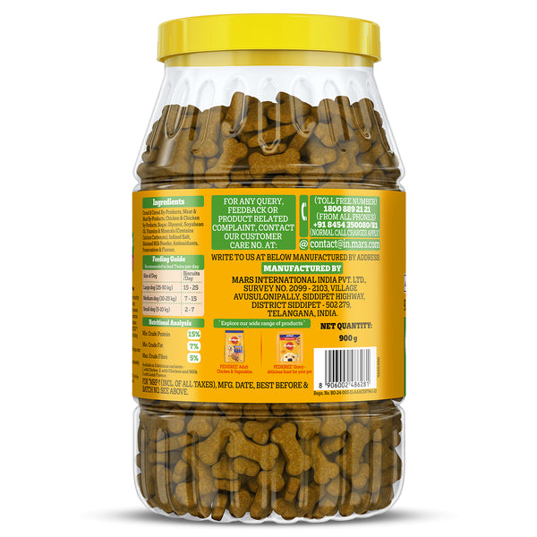 Pedigree Chicken with Milk Flavour (4+ Months) Biscrok Biscuits Jar Treats for Dogs