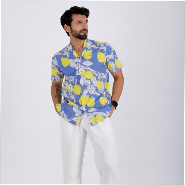 15 Buttons Santorini Pet Parent Shirt for Men (Blue)