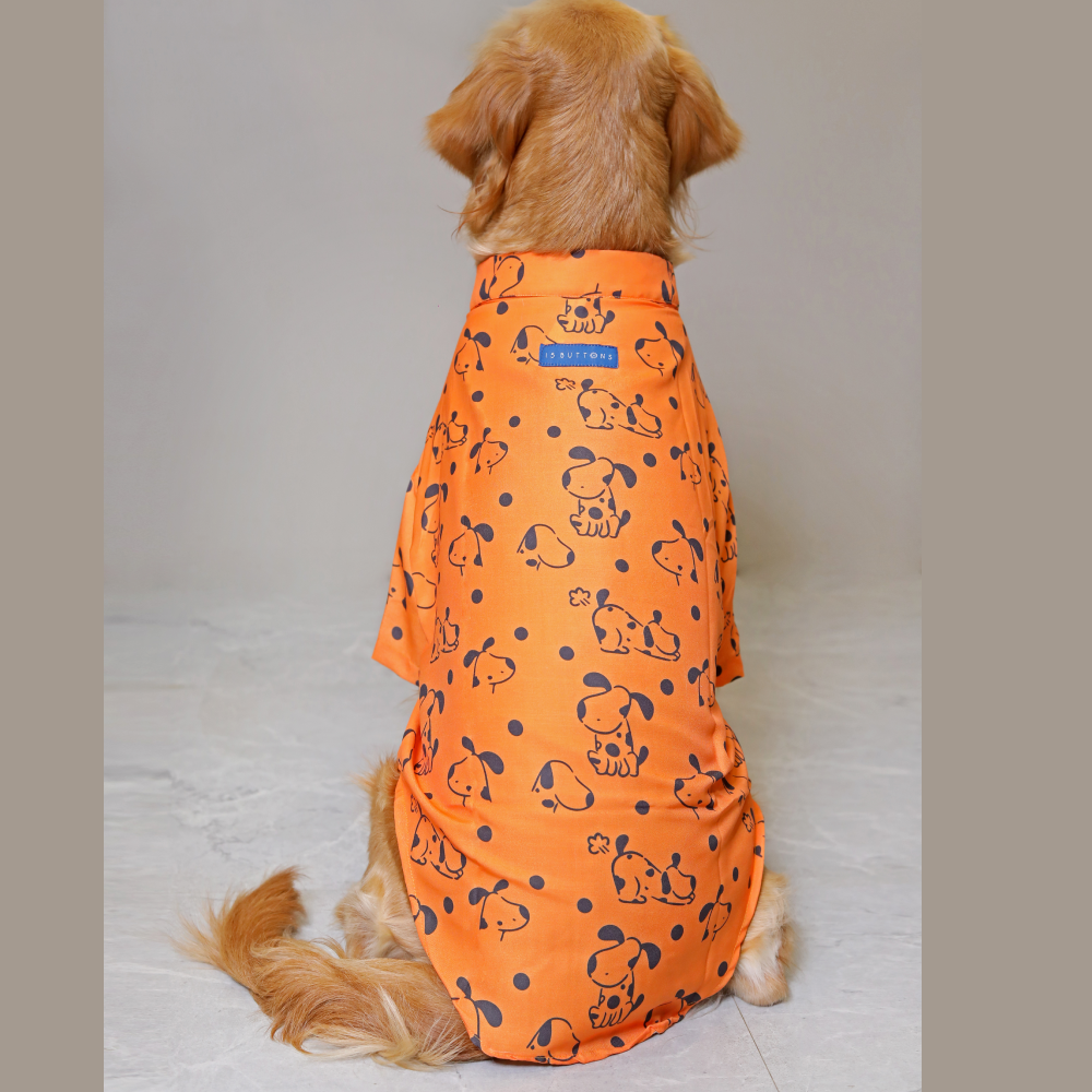 15buttons Orange Snoopy Shirt for Dogs