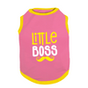 PawsIndia Little Boss Printed with Ribbed Sleeves TShirt for Dogs (Pink) Dogs-Clothing & Accessories Pawsindia Dropship
