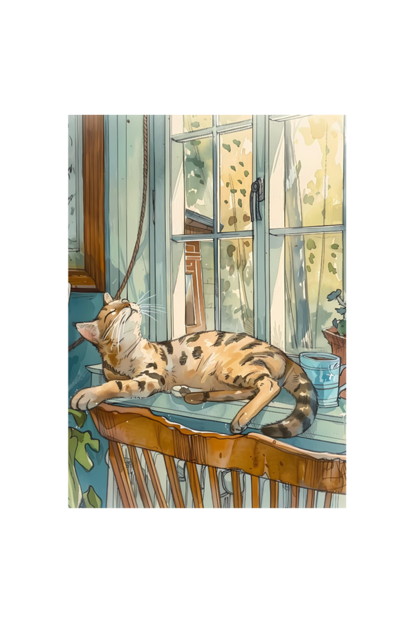 EverythingBoho The Chilling Cat Boho Wall Art (Bottle Green)