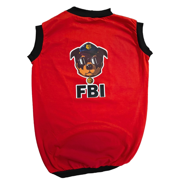 Cheeku FBI Graphic Cotton T Shirt for Dogs and Cats (Red)