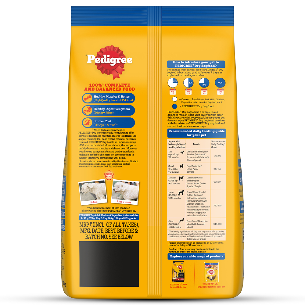 Pedigree Chicken and Vegetables Adult Dry Dog Food Dogs- Dry Food Pedigree