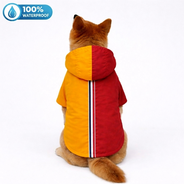 15 Furries Urban Colorblock Waterproof Raincoat for Dogs (Red & Yellow)