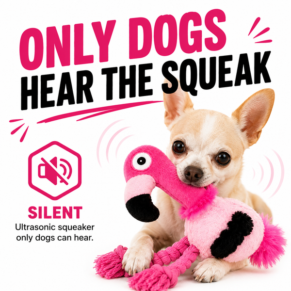 Talking Dog Club Flamingo Ultrasonic Plush & Rope Toy for Dogs