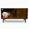 FurryLiving Benji Cabinet with Cushion for Small Dogs and Cats (Dark Brown/Red Cushion) Both-Furniture FurryLiving Dropship 38x16x21in