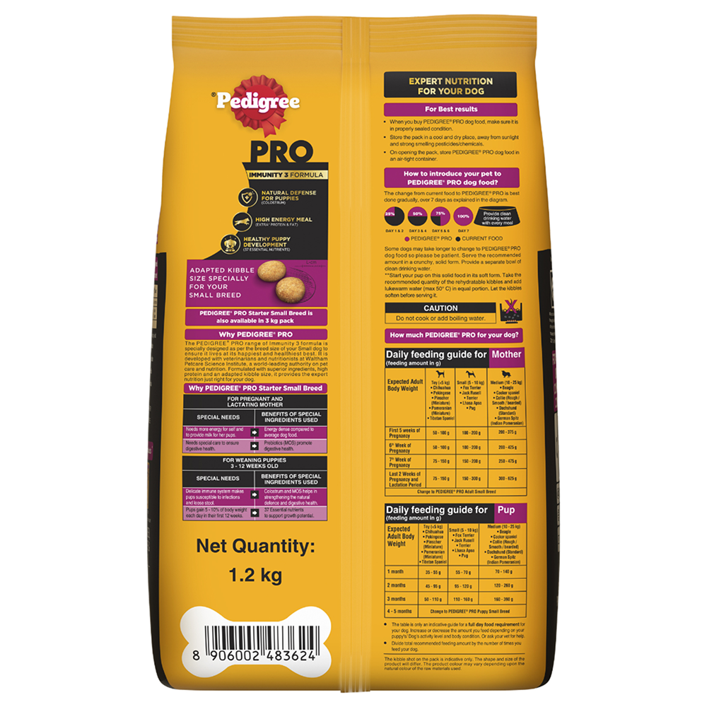 Pedigree PRO Expert Nutrition Lactating/Pregnant Mother & Puppy Starter (3 to 12 Weeks) Small Breed Dog Dry Food Dogs- Dry Food Pedigree PRO