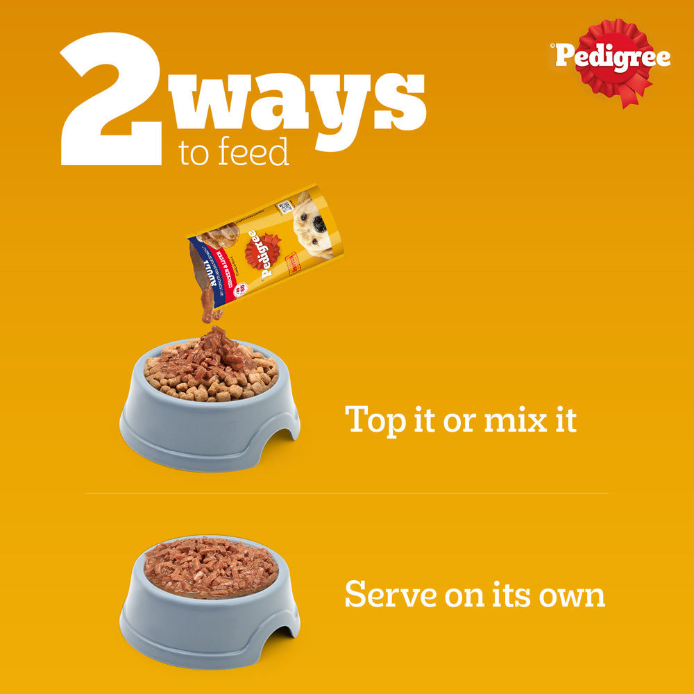 Pedigree Chicken and Liver Chunks in Gravy Adult Dog Wet Food (130g) Dogs-Wet Food Pedigree
