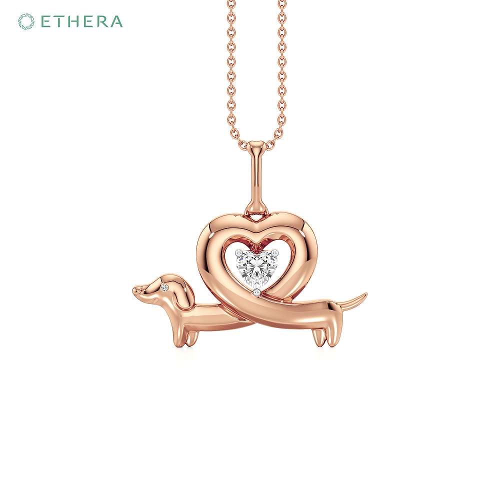 Ethera Wag and Wiggle Pendant Neckwear for Women (Rose Gold)