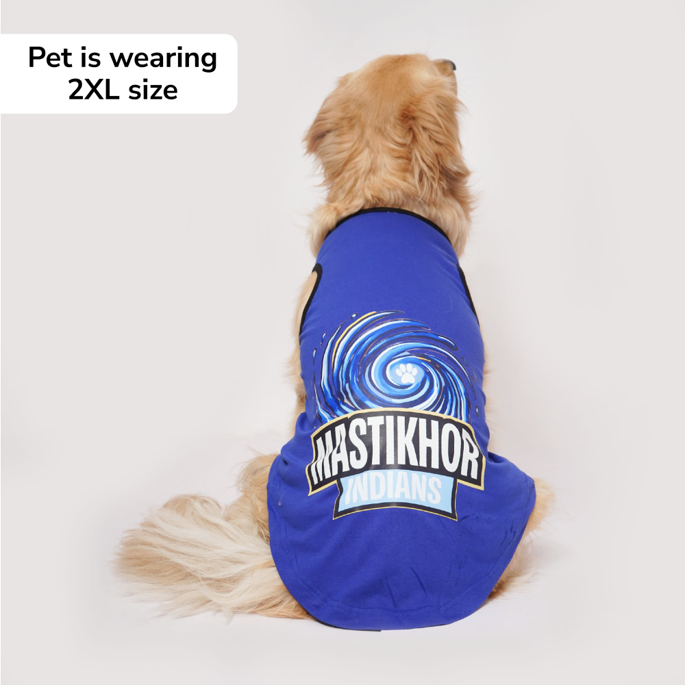 Skatrs Mastikhor Indians Cricket Jersey for Dogs and Cats (Blue) Both-Clothing & Accessories Skatrs