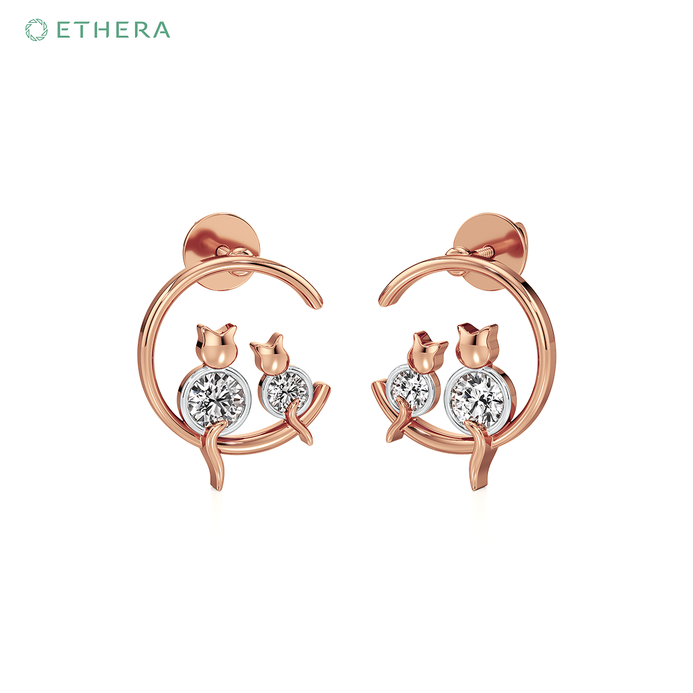 Ethera Purrfect Muse Earring for Women (Rose Gold)