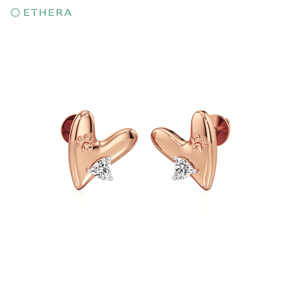 Ethera Wagging Hearts Earring for Women (Rose Gold)