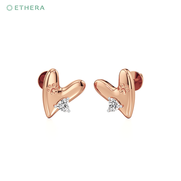 Ethera Wagging Hearts Earring for Women (Rose Gold)