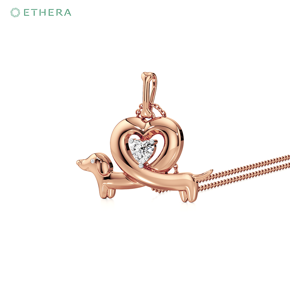 Ethera Wag and Wiggle Pendant Neckwear for Women (Rose Gold)