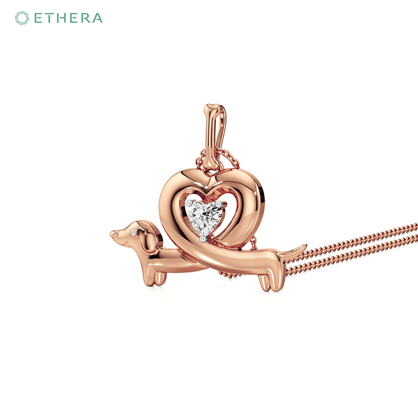 Ethera Wag and Wiggle Pendant Neckwear for Women (Rose Gold)
