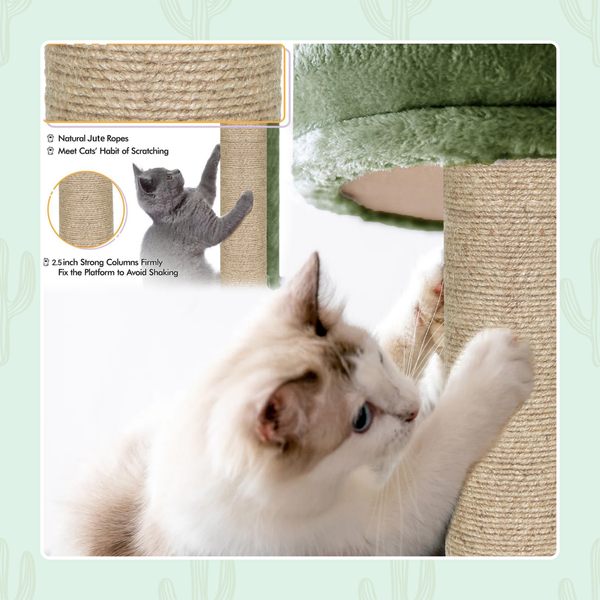 Furrlovers Multi Level Tree with Condo & Hammock for Cats (Green)