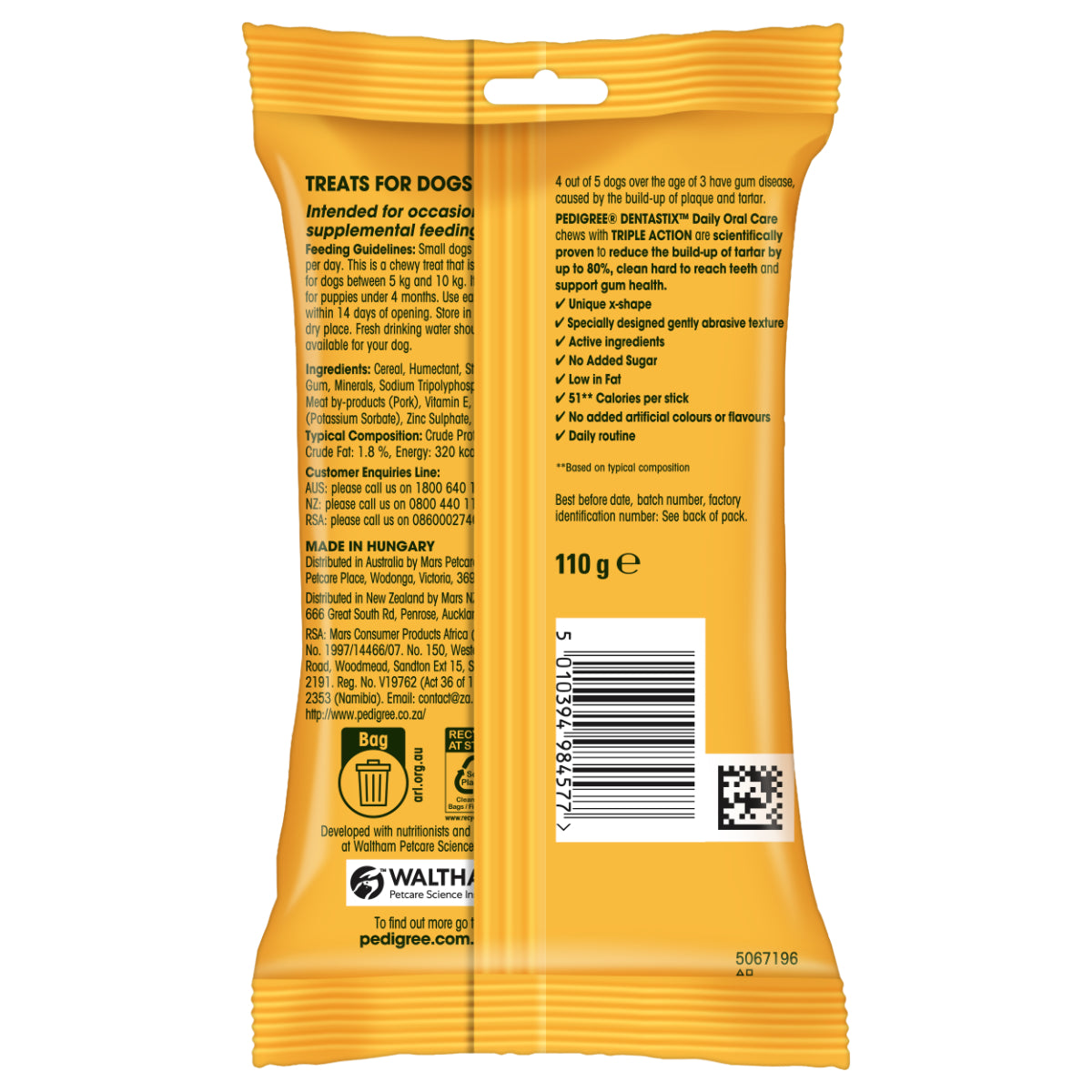 Pedigree Dentastix Oral Care for Adult (Small Breed of 5 to 10 kg) Dog Treats Dog Treats + Others Pedigree