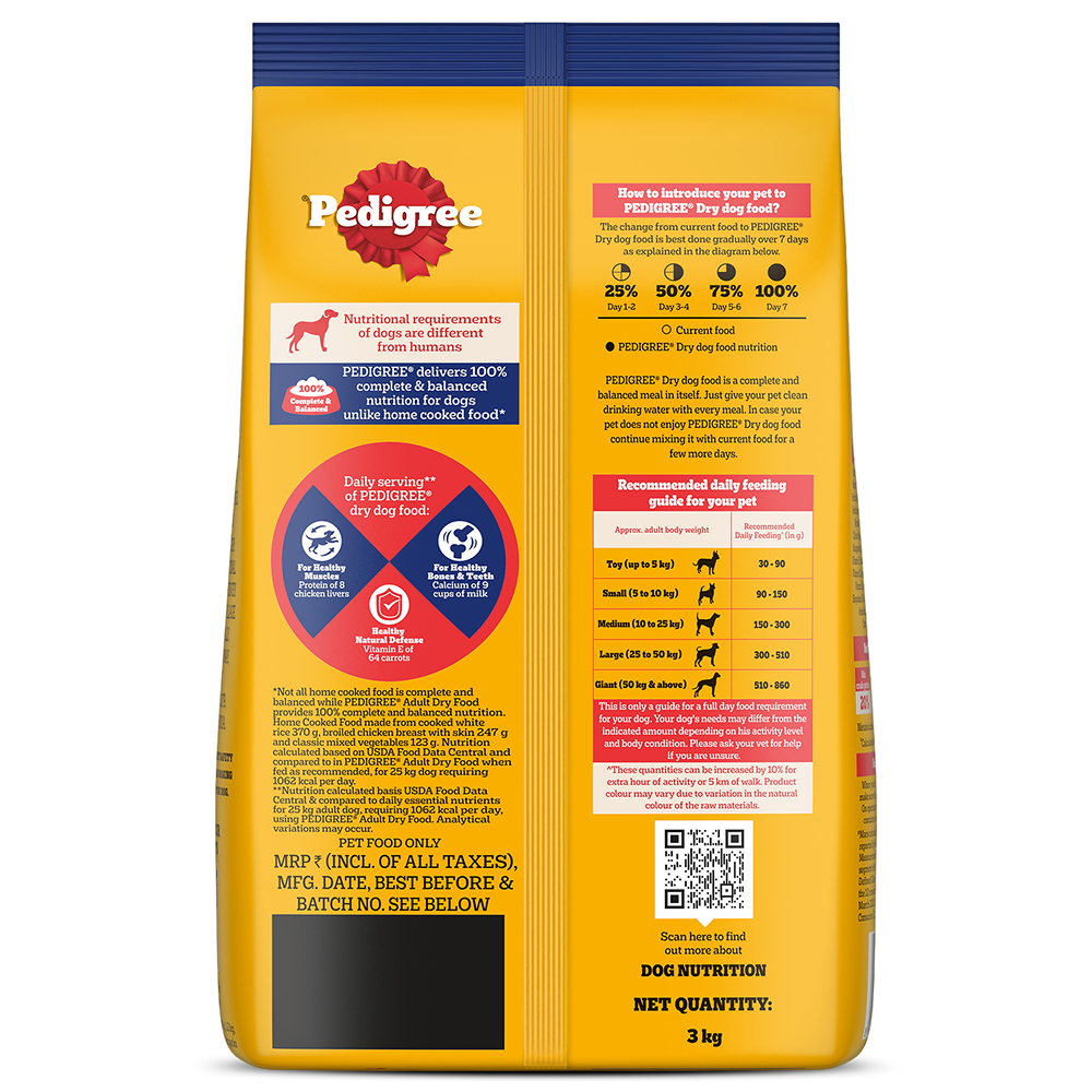 Pedigree Adult Dog Food Combo |Chicken & Vegetables Dry & Chicken & Liver Wet Dogs- Dry Food Pedigree