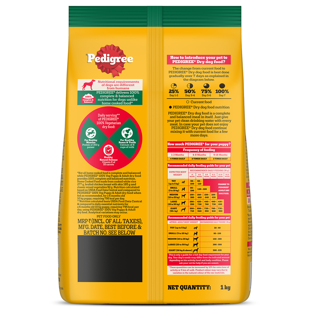 Pedigree Dog Food Combo |100% Vegetarian Dry & Chicken & Liver Wet Dogs- Dry Food Pedigree