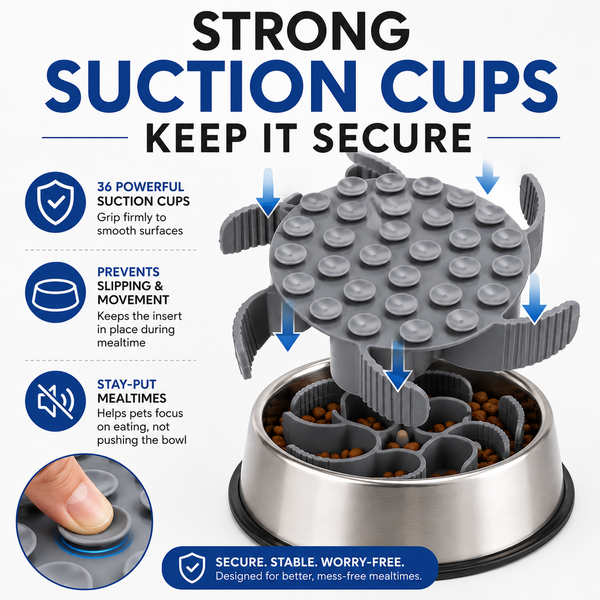 Talking Dog Club Universal Silicone Slow Feeder Bowl Attachment for Dogs and Cats (Grey)