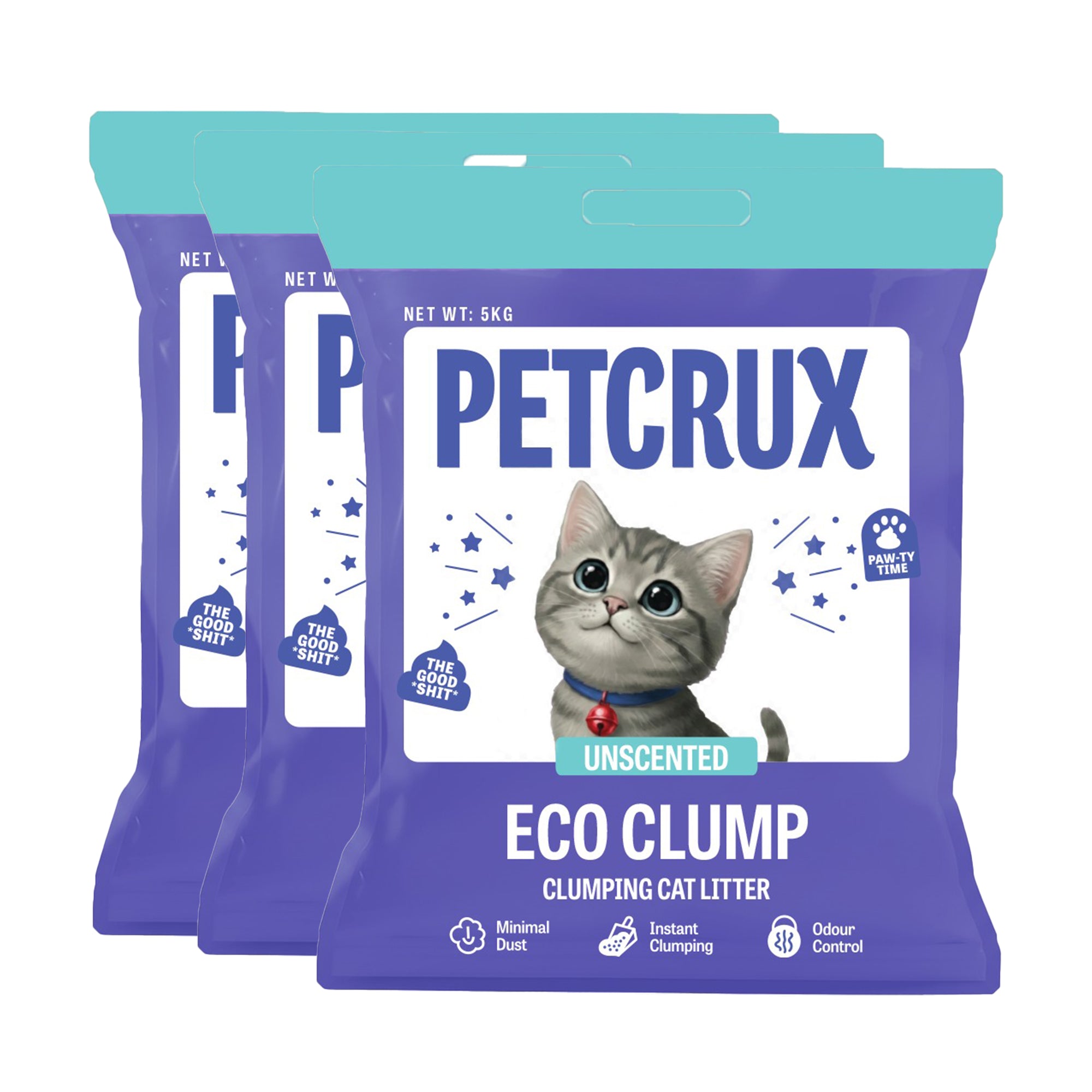 Petcrux Eco Clump Bentonite Unscented Cat Litter Cats-Litter Petcrux 3x5kg