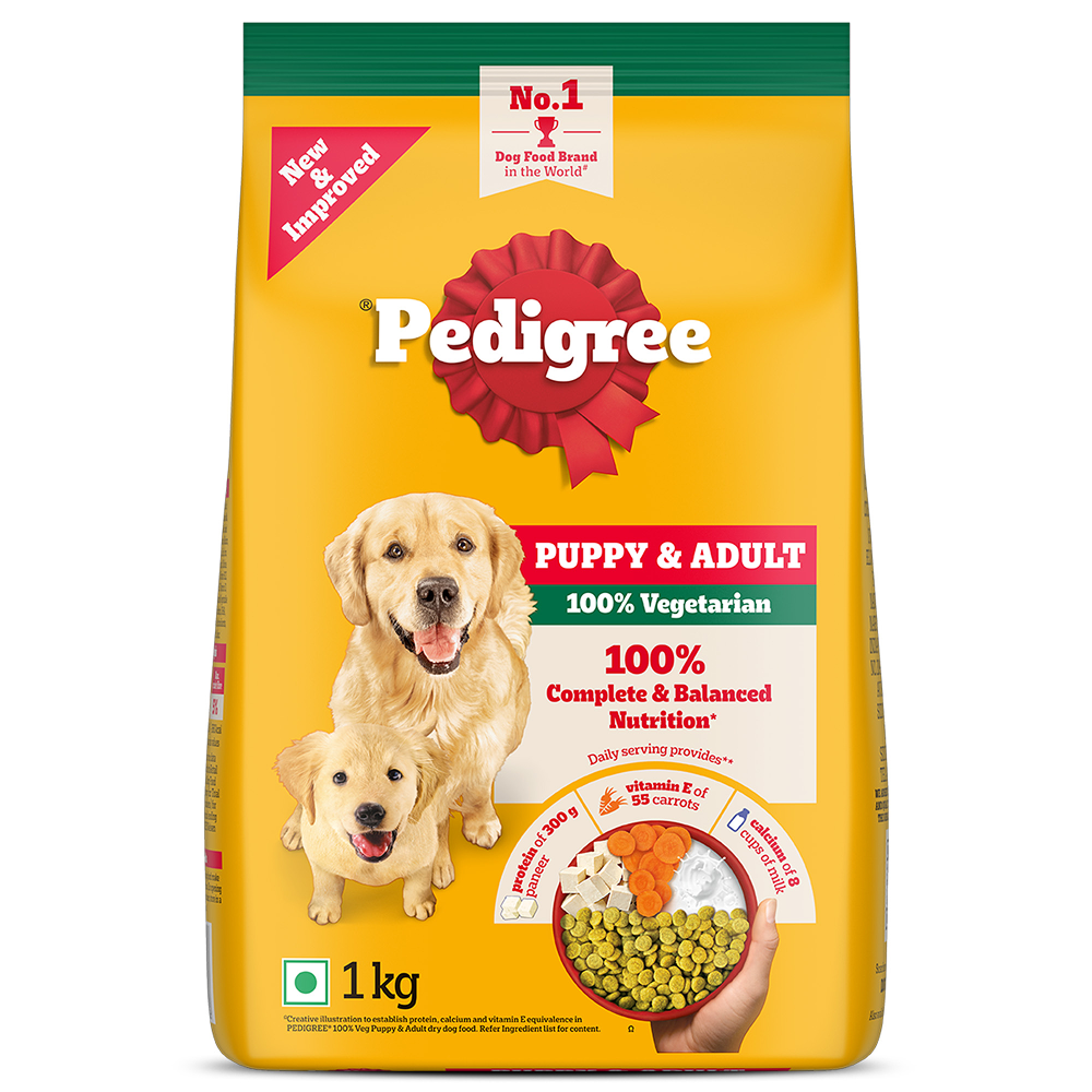 Pedigree 100% Vegetarian Puppy and Adult Veg Dog Dry Food Dogs- Dry Food Pedigree 1kg