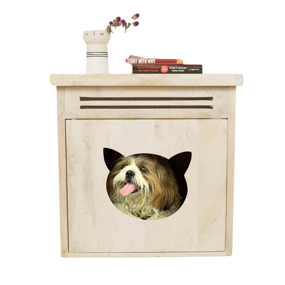 FurryLiving Meraki Cabinet with Cushion for Small Dogs and Cats (Oak)