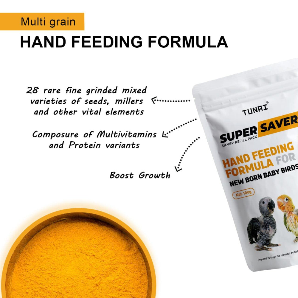 Tunai Super Saver Hand Feeding Formula for All New Born Baby Birds Food Birds Tunai