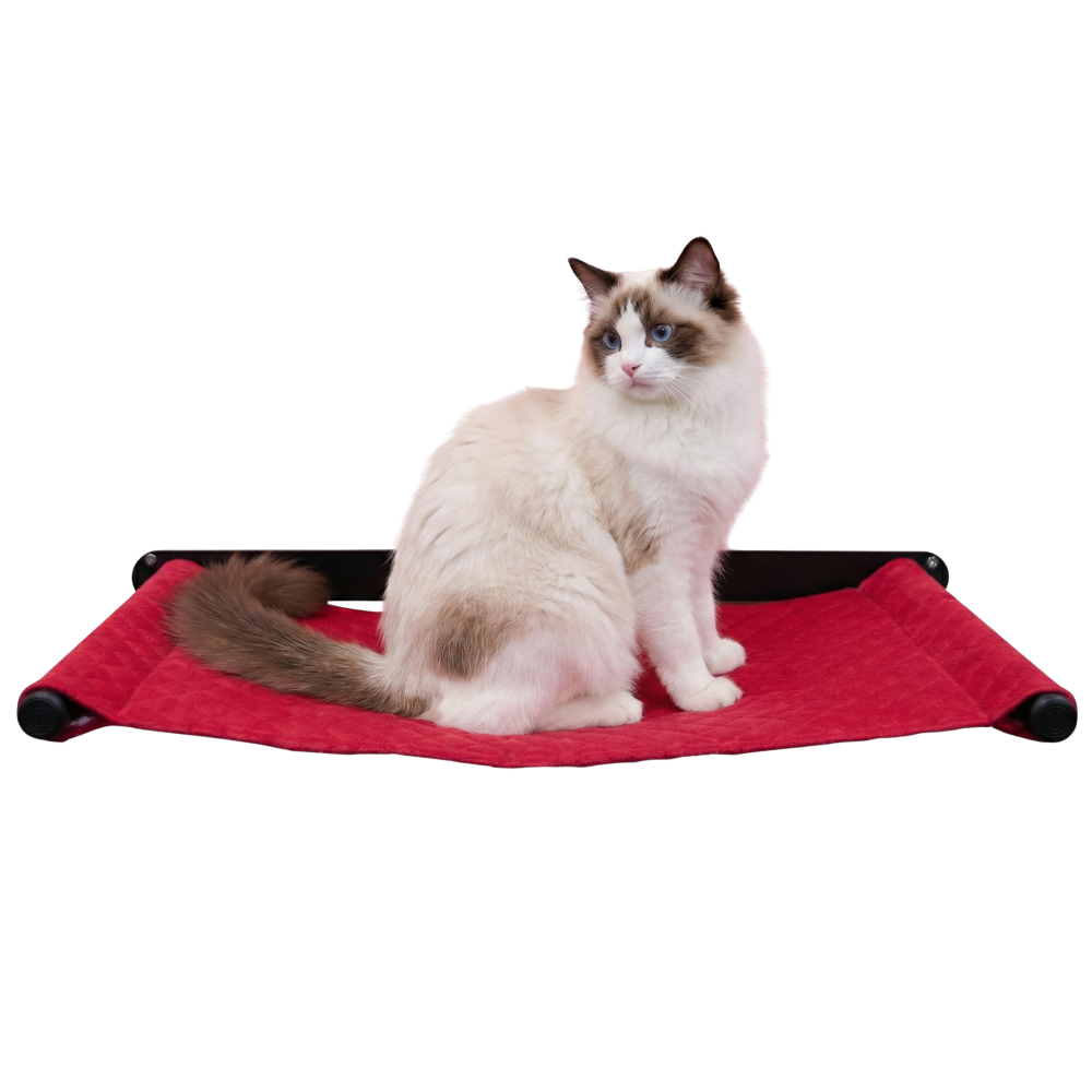 FurryLiving Kiki Wall Mounted Perch for Cats (Black/Red) Cats-Furniture FurryLiving Dropship 26x14x2in