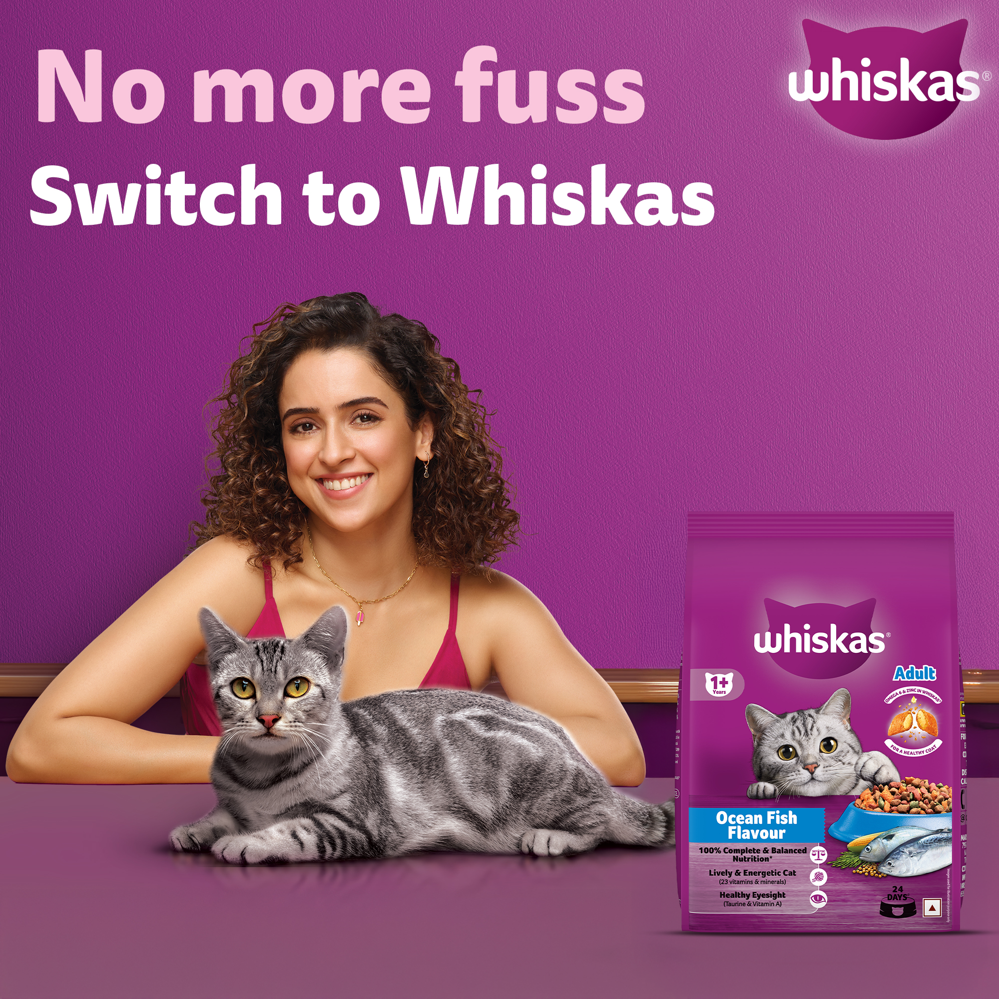 Whiskas Ocean Fish Flavour Dry Food & Petkit Freshelement Solo Automatic 2.4G WiFi Food Dispenser Adult Cat Combo Cats- Dry food Whiskas