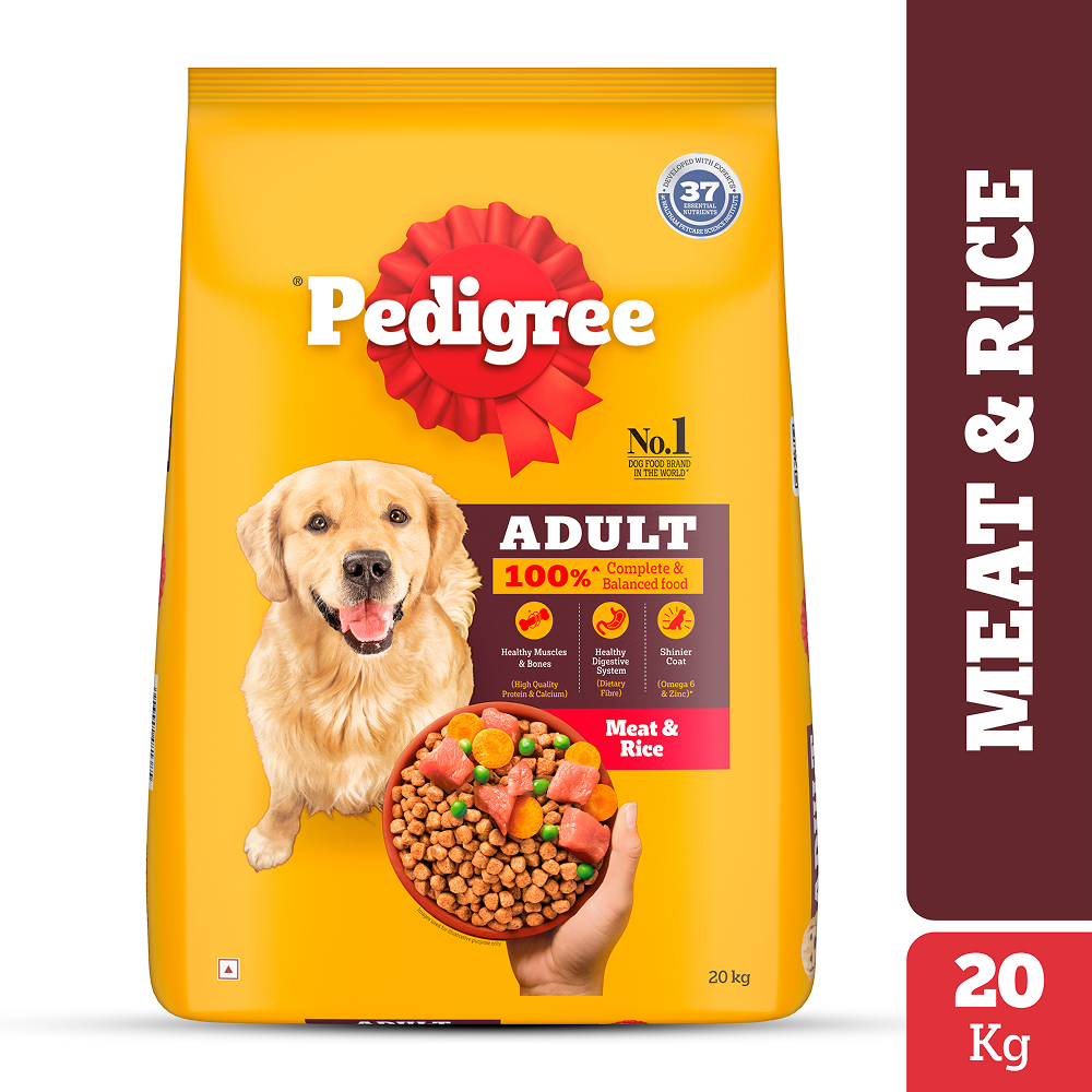 Pedigree Meat & Rice Adult Dog Dry Food Dogs- Dry Food Pedigree 20kg