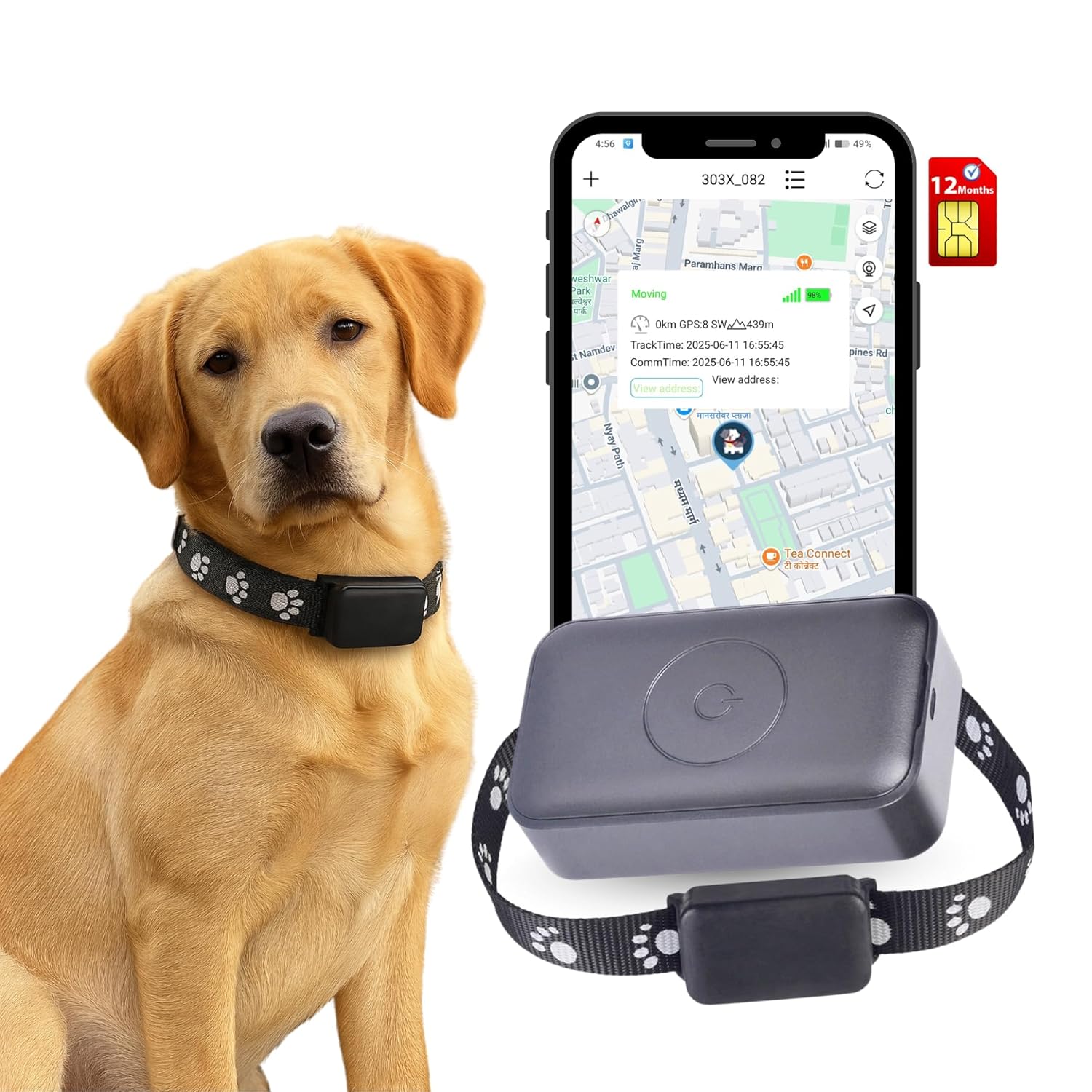 FeTaca Smart 4G GPS 850mAh Waterproof Mini Collar Tracker with 12months Free Tracking & App Subscription for Dogs and Cats (Black) Both-Collar, Leashes, harnesses FeTaca Dropship Free Size