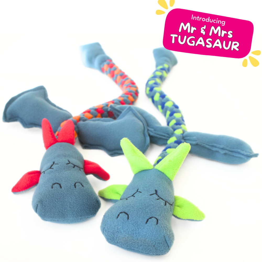 For The Love Of Dog Mrs Tugasaur Toy for Dogs (Pink/Green/Grey)