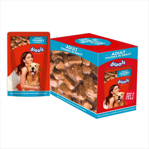 Drools Real Chicken & Chicken Liver Chunks in Gravy Adult Dog Wet Food
