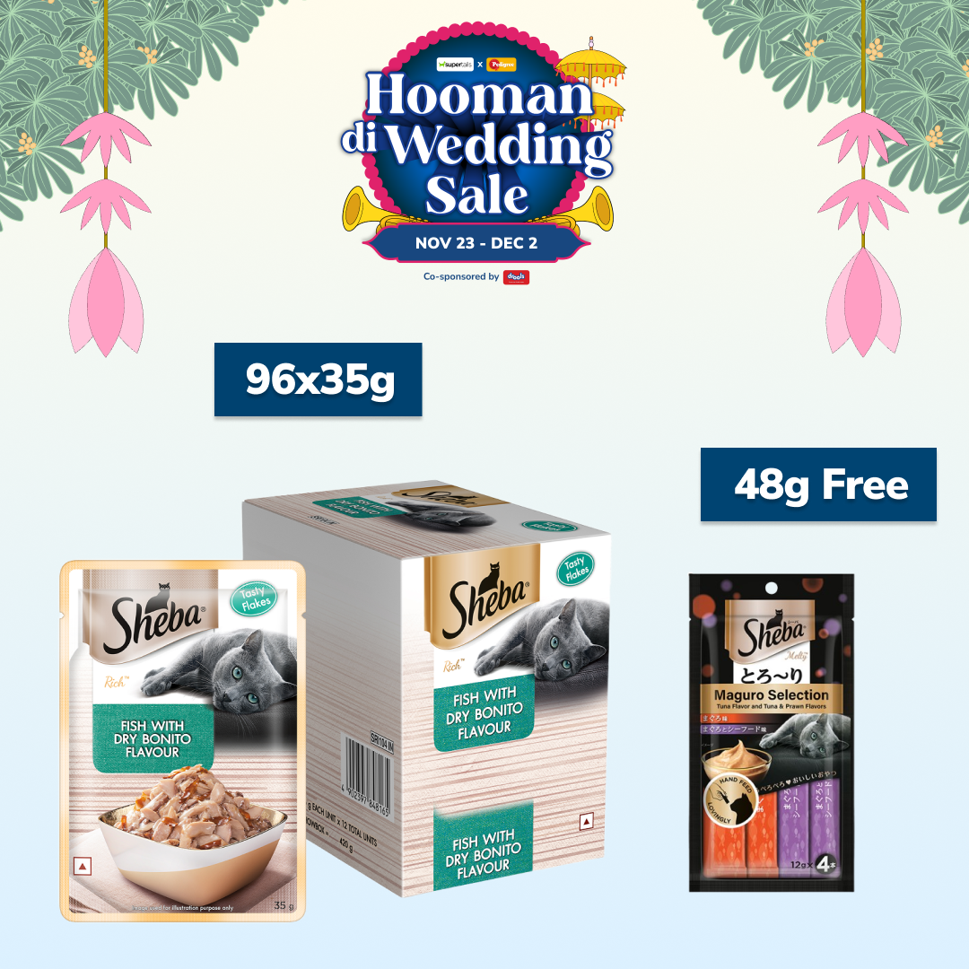 Sheba Fish with Dry Bonito Flake Premium Cat Wet Food Cats-Wet Food Sheba 96x35g+48g (Treat Free)