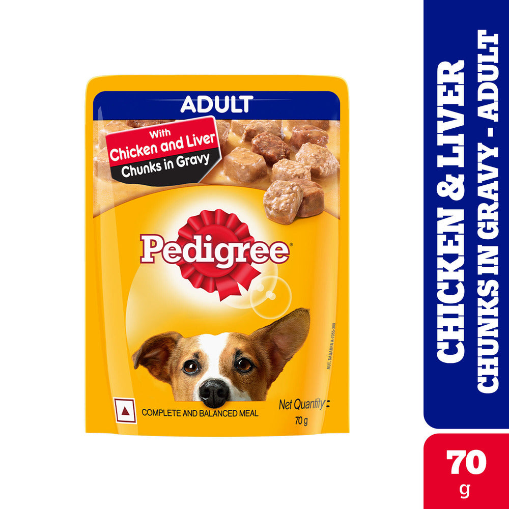 Pedigree Chicken and Liver Chunks in Gravy Adult Dog Wet Food (70g)