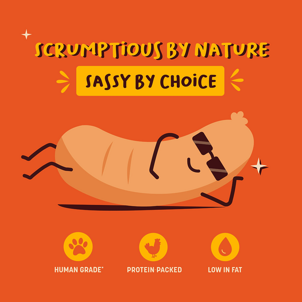 HUFT Sassy Sausage Smokey with Real Chicken Air Dried Treats for Dogs