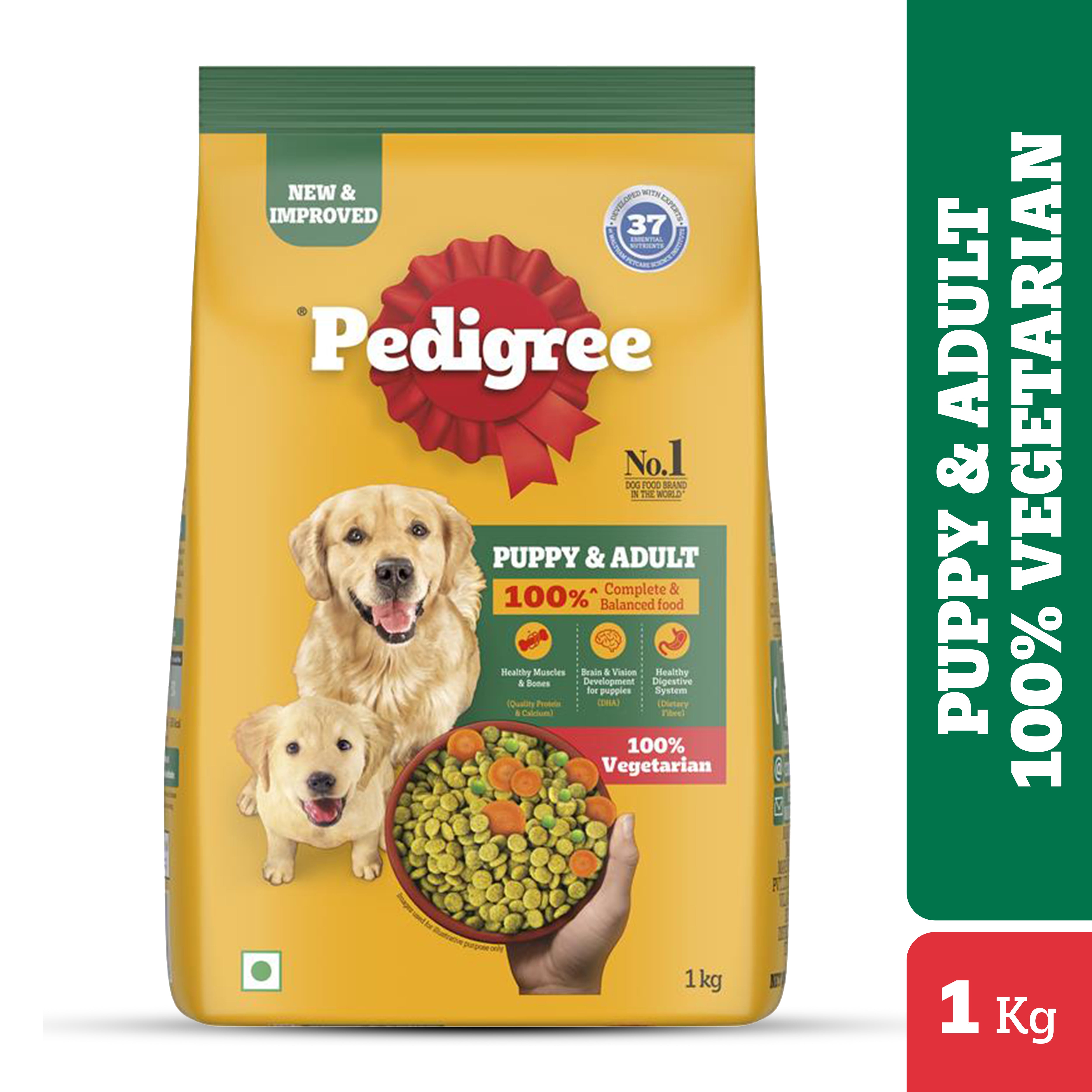 Pedigree 100% Vegetarian Puppy and Adult Veg Dog Dry Food Dogs- Dry Food Pedigree 1kg