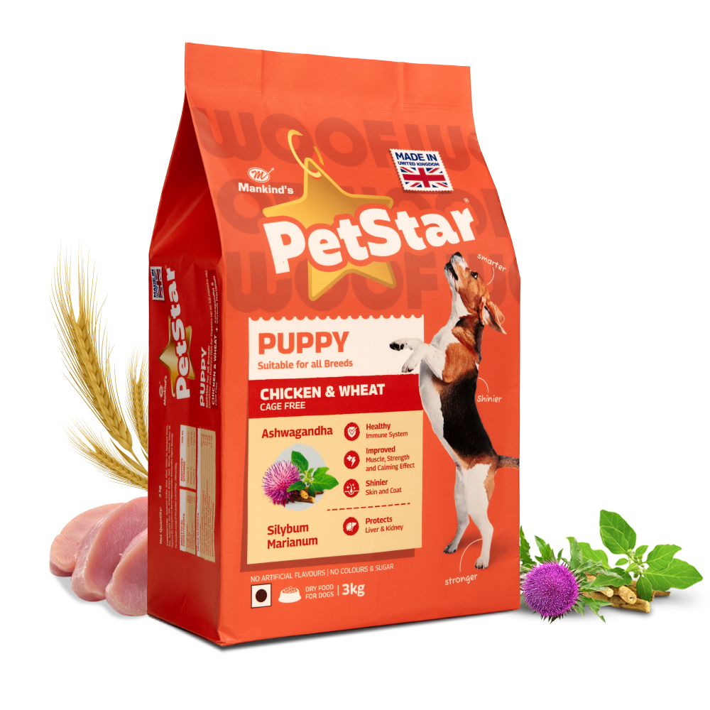 Mankind Petstar Chicken and Wheat Puppy Dry Food Dogs- Dry Food Petstar 3kg