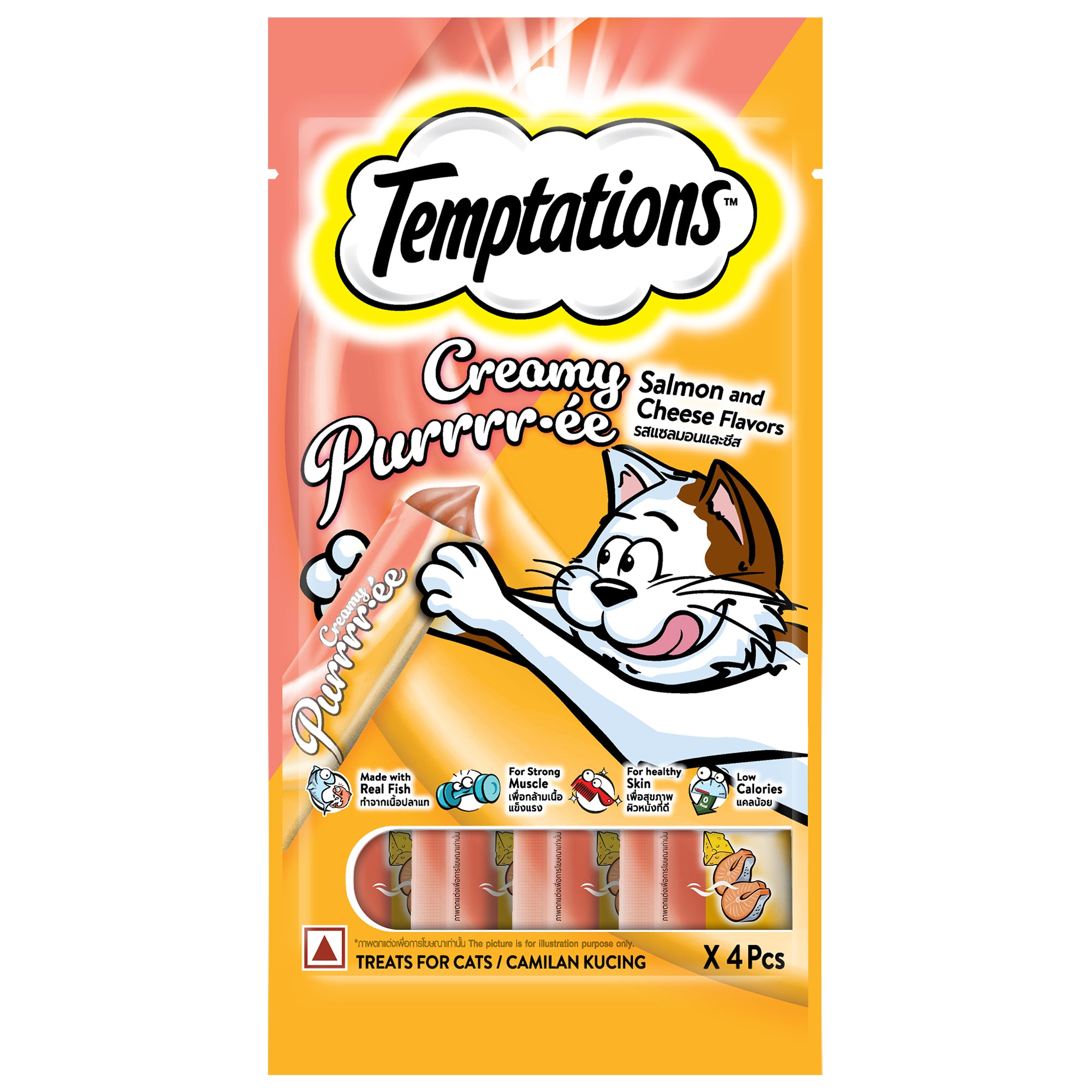 Temptations Creamy Purrrr ee Salmon & Cheese Cat Treats Cats-Treats & Others Temptations