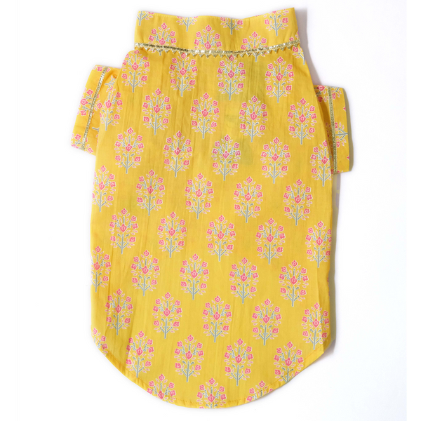 Pets Way Sanganeri Printed Kurta for Dogs (Yellow)