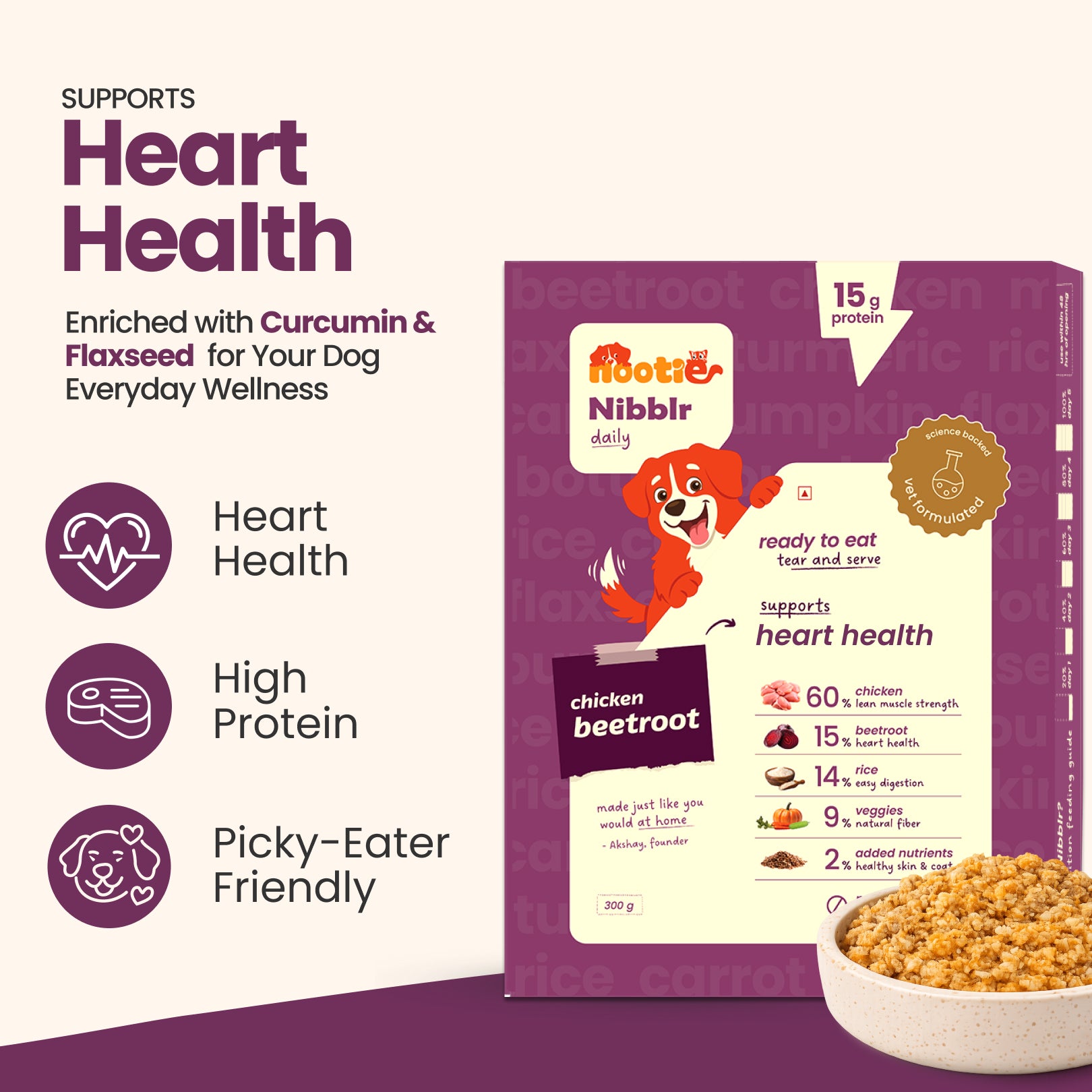 Nibblr By Nootie Wholesome Chicken Liver Beetroot & Rice Ready to Eat Meal Dog Wet Food Dogs-Fresh Food Nootie