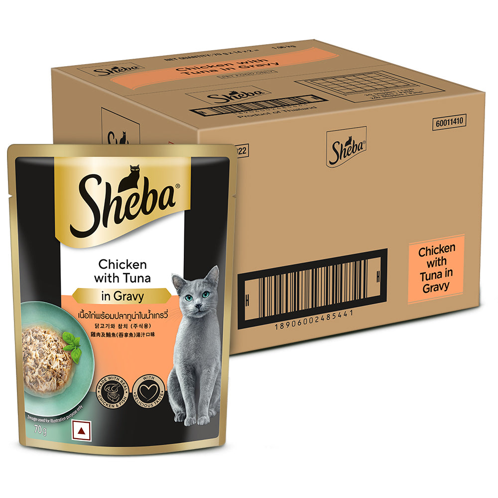Sheba Chicken With Tuna In Gravy Rich Premium Adult Fine Cat Wet Food