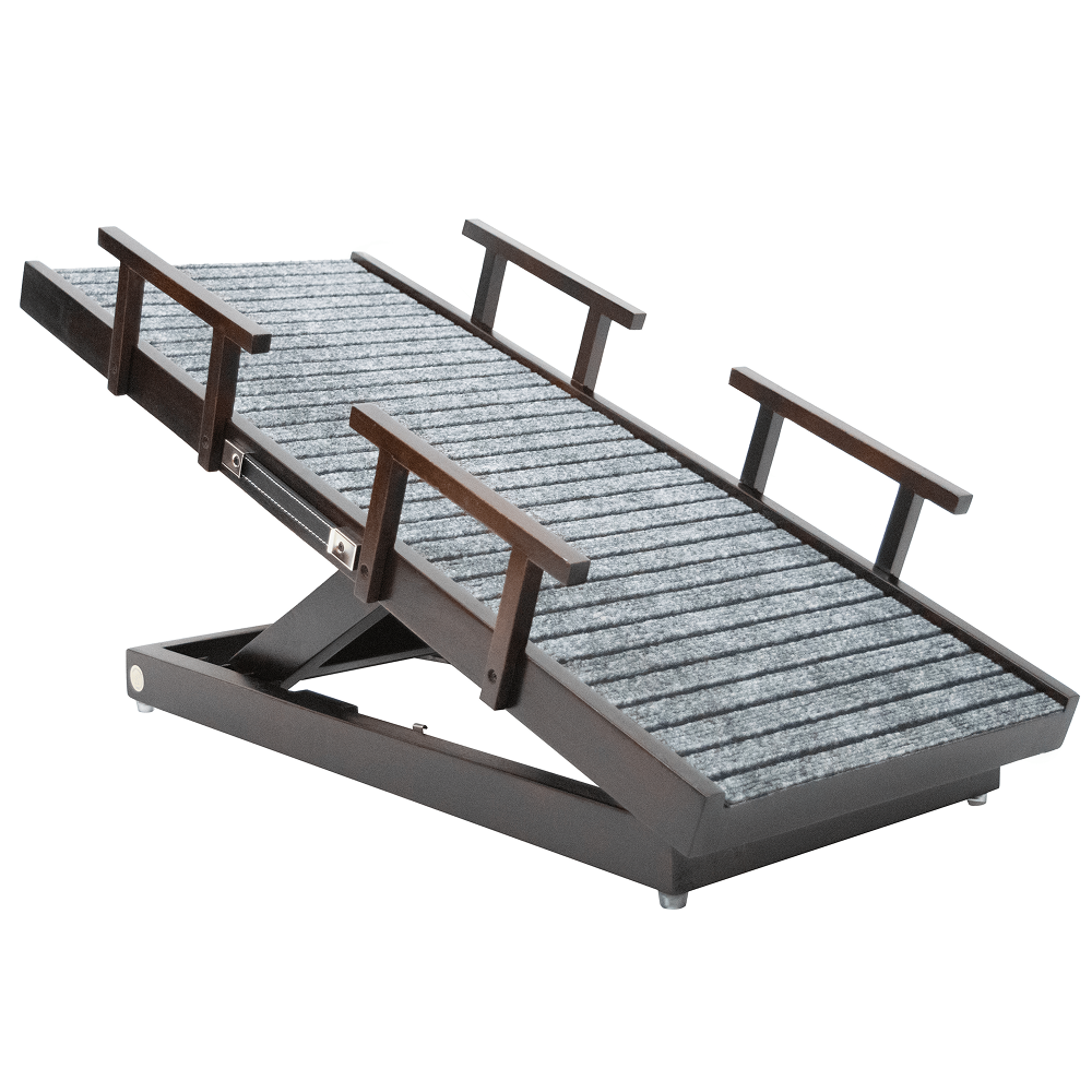 FurryLiving Wooden Ramp with Safety Rails for Dogs and Cats (Dark Brown) Both-Furniture FurryLiving Dropship 40x16x25in