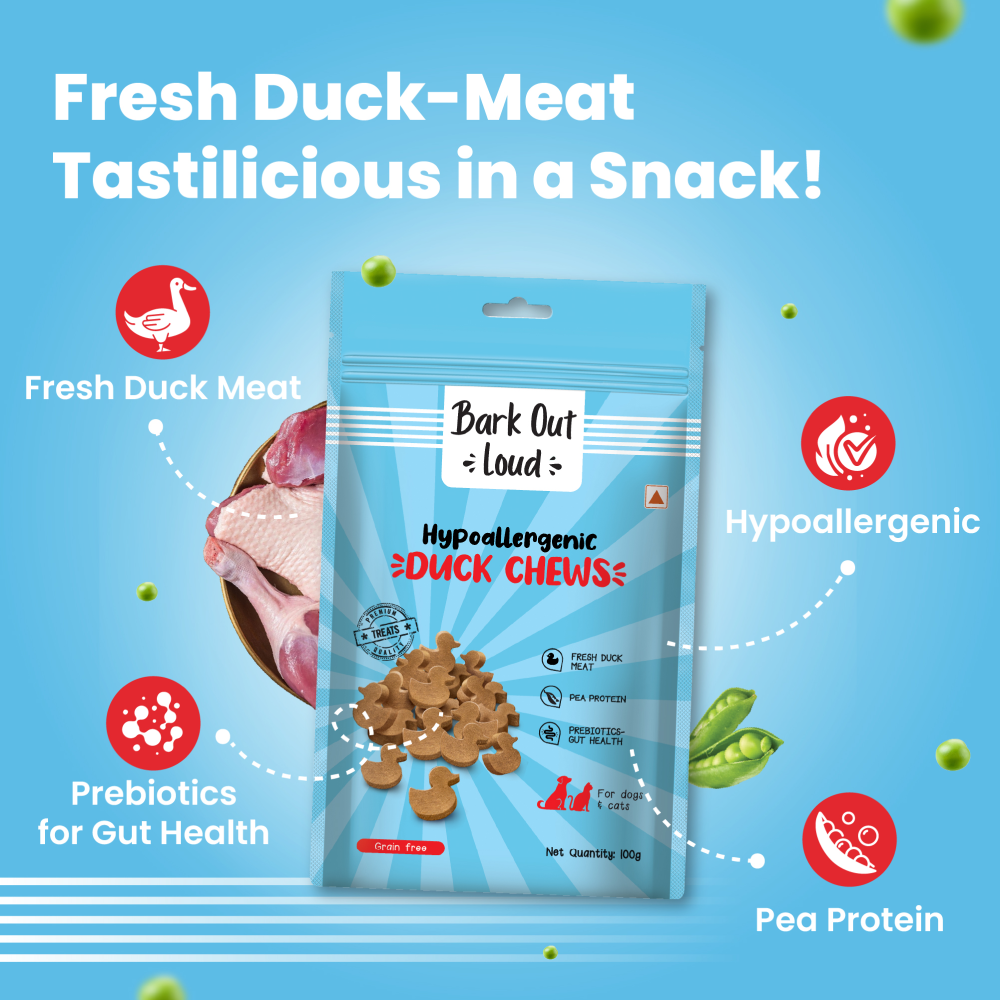 Bark Out Loud Hypoallergenic Duck Meat Treats for Cats and Dogs Dog Treats + Others Bark Out Loud