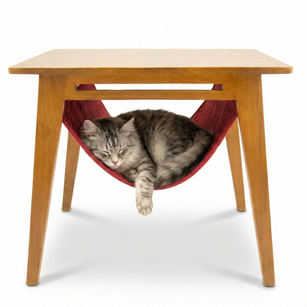 FurryLiving Lola Side Table with Perch Fabric for Cats (Honey/Red)