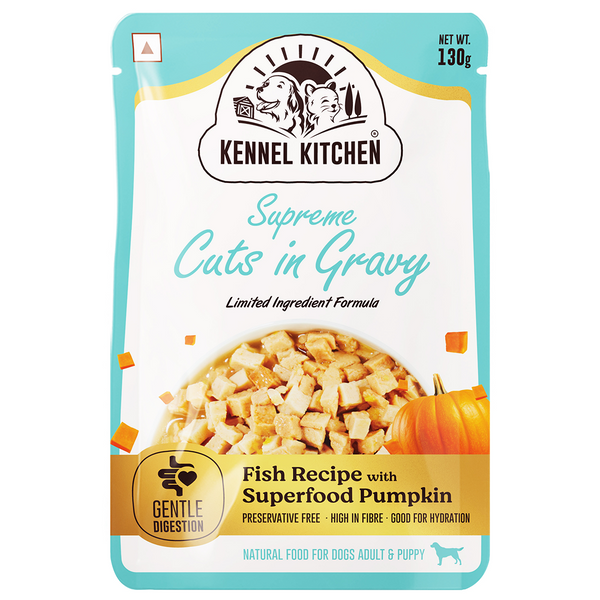 Kennel Kitchen Supreme Cuts in Gravy Fish Recipe with Pumpkin Puppy & Adult Dog Wet Food (All Life Stage)