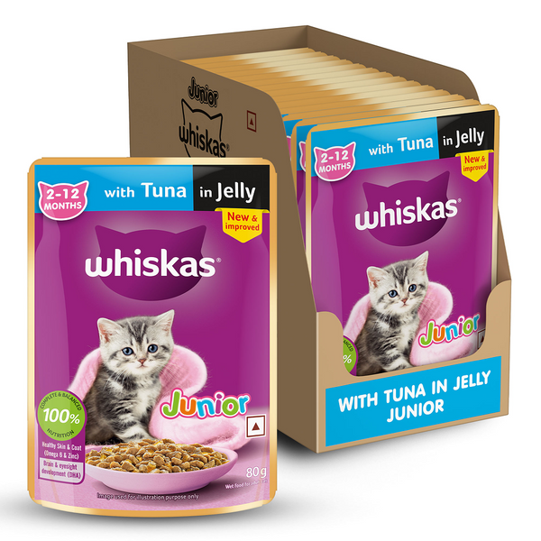 Whiskas Ocean Fish Kitten/Mother & Baby Dry Food and Tuna in Jelly Kitten Cat Wet Food