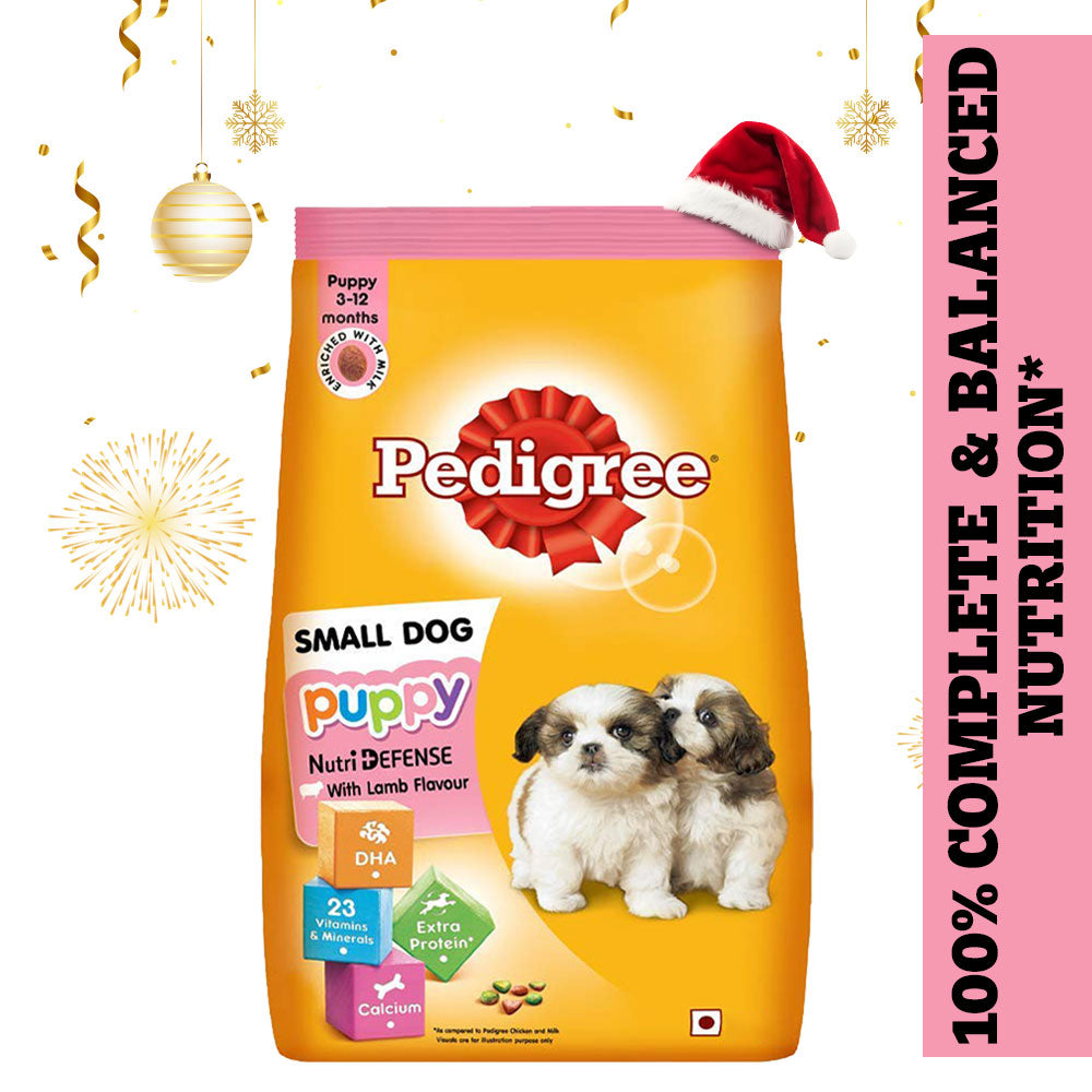 Pedigree Lamb & Milk Small Puppy Dry Food and Lamb Flavour Chunks in Gravy Puppy Wet Food Combo Exclusive Combo Pedigree