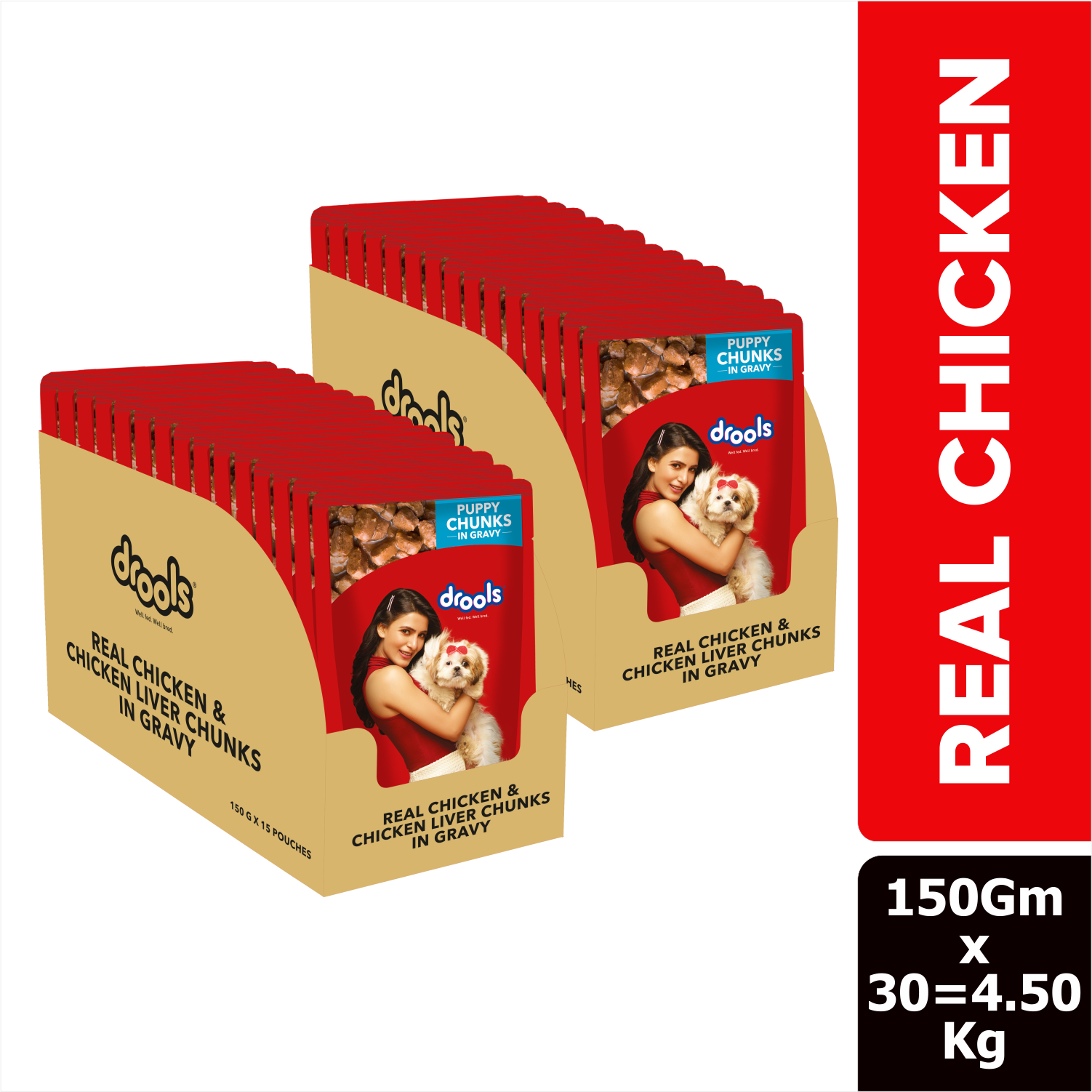Drools Real Chicken & Chicken Liver Chunks in Gravy Puppy Dog Wet Food Dogs-Wet Food Drools